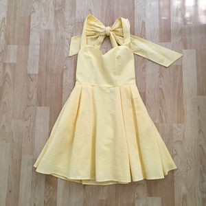 Yellow Seersucker Lauren James Bow Dress Size S